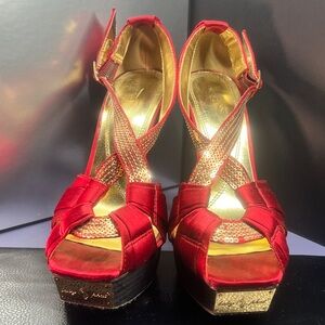 Baby Phat, Rosita Red Platform Heels, Size 8